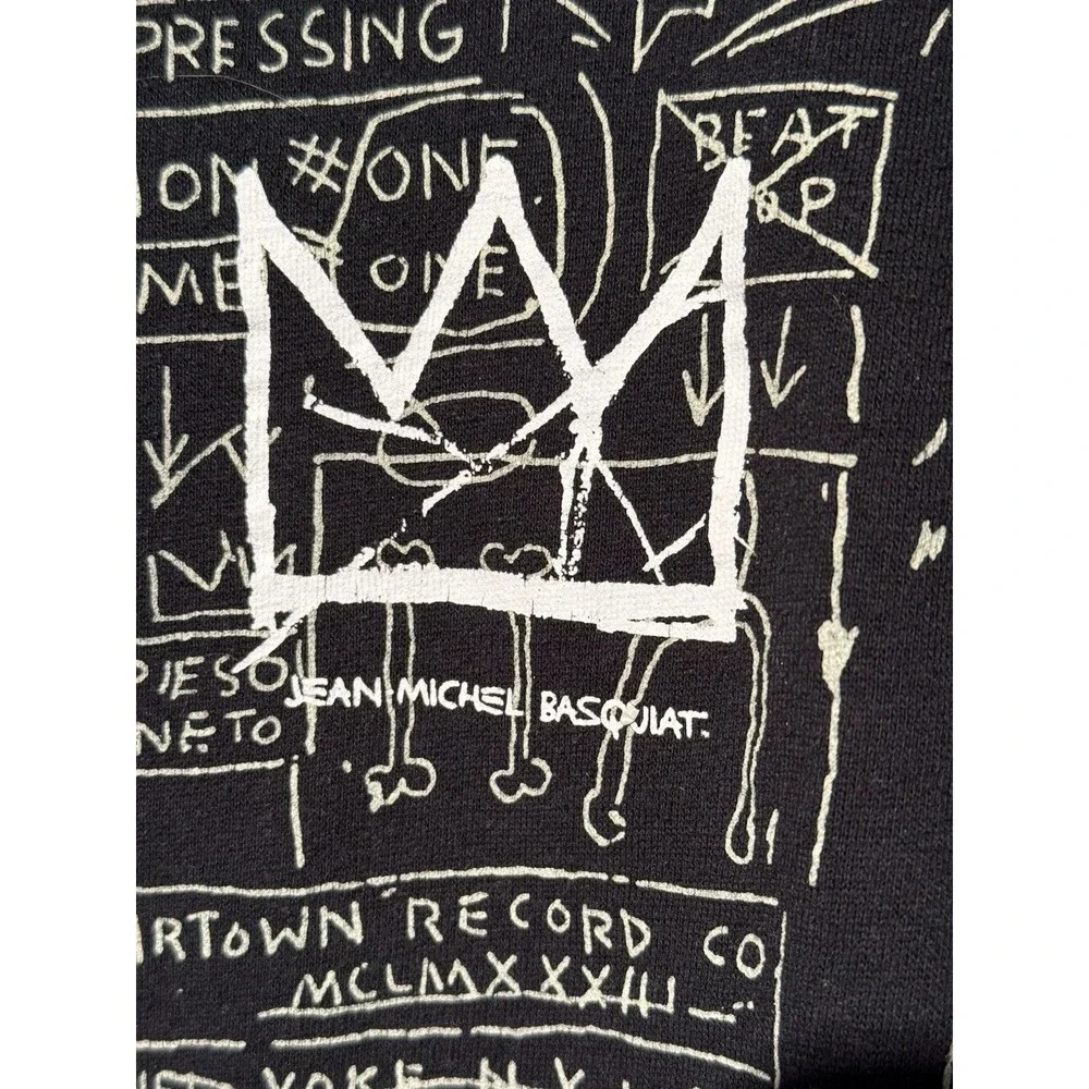 Basquiat Hoodie Mens Small Black Abstract Hooded Pockets Jean-Michel Art
